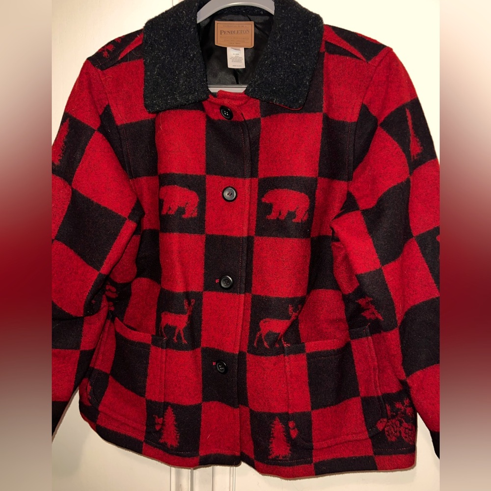 Pendleton Wool Wilderness Jacket Red & Black Chec… - image 1